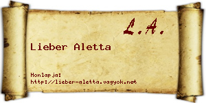 Lieber Aletta névjegykártya